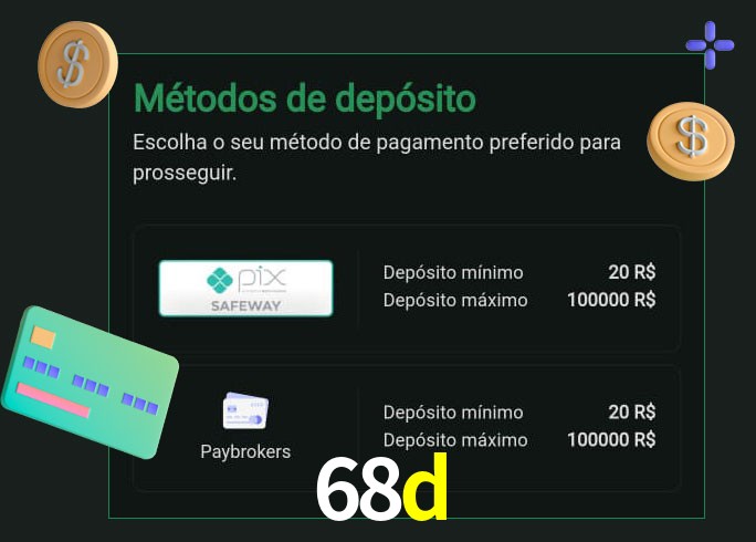 O cassino 68d oferece uma grande variedade de métodos de pagamento